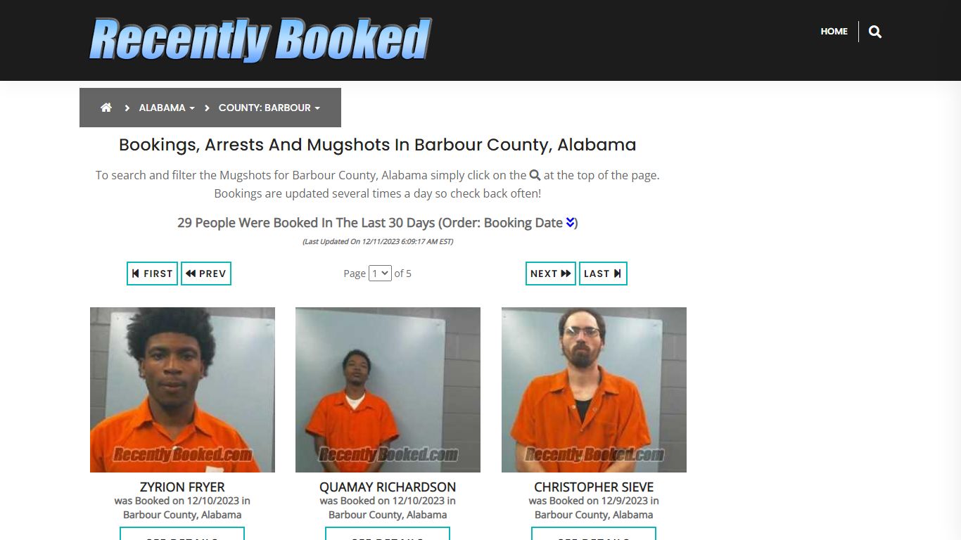 Bookings, Arrests and Mugshots in Barbour County, Alabama